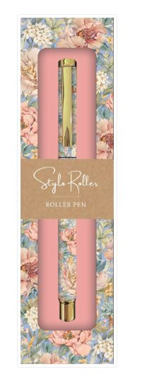 Stylo bille pivoine et fleurs