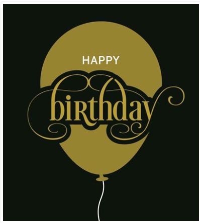 Carte happy birthday coeur doré