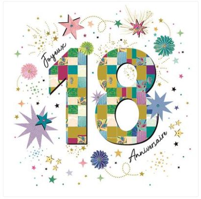 Carte d'anniversaire 18 ans
