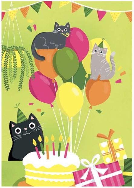Carte fête d'anniversaire chats