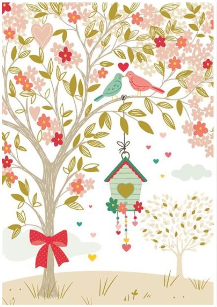 Carte oiseaux amoureux