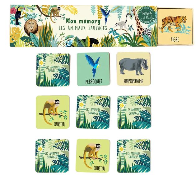 Jeu memory imagier les animaux sauvages