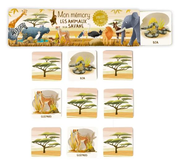 Jeu memory animaux de la savane