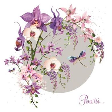 Carte d'anniversaire orchidées japonaises