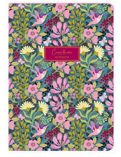Carnet  prunes oiseaux et fleurs