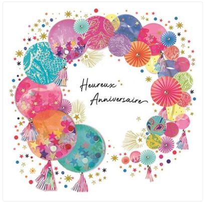Carte d'anniversaire couronne d'éventails