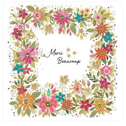 Carte d'anniversaire merci beaucoup floral