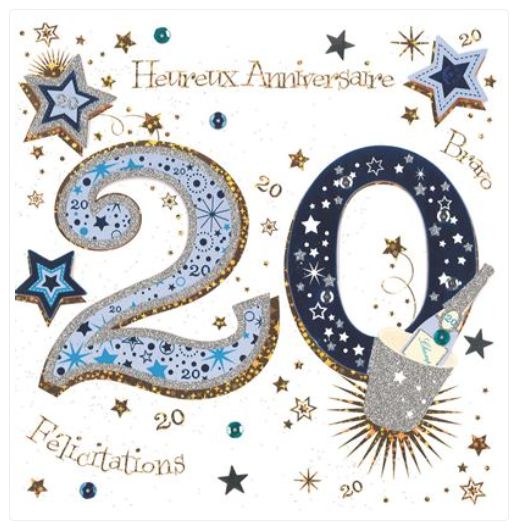 Carte d'anniversaire 20 ans