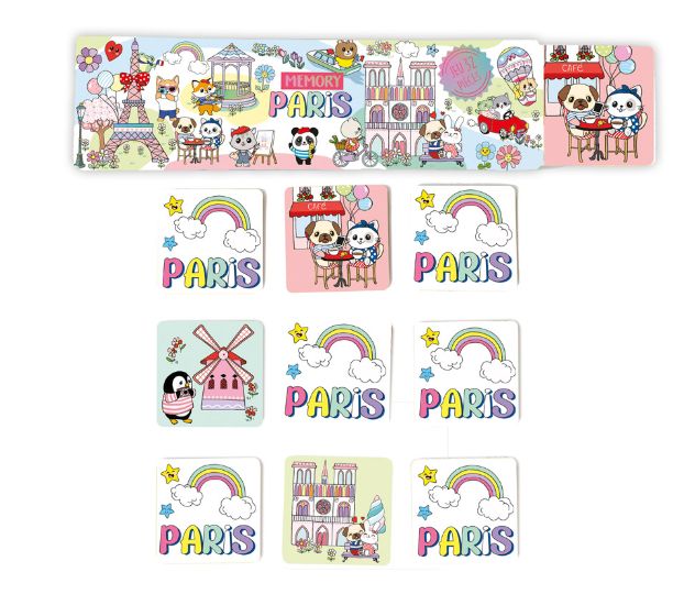 Jeu memory imagier Paris Kawaii