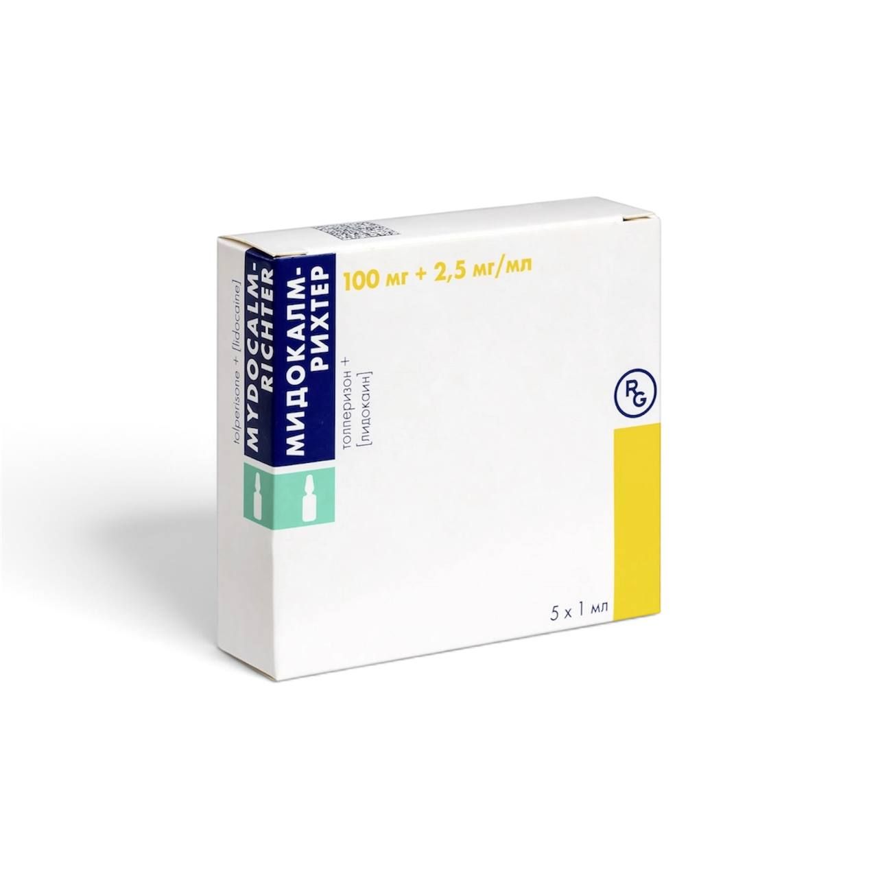 Buy Mydocalm-Richter 100 mg + 2.5 mg/ml (5 ampoules )