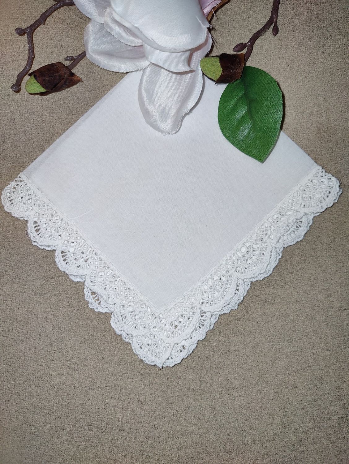 Dames zakdoek Scallop Crochet Lace