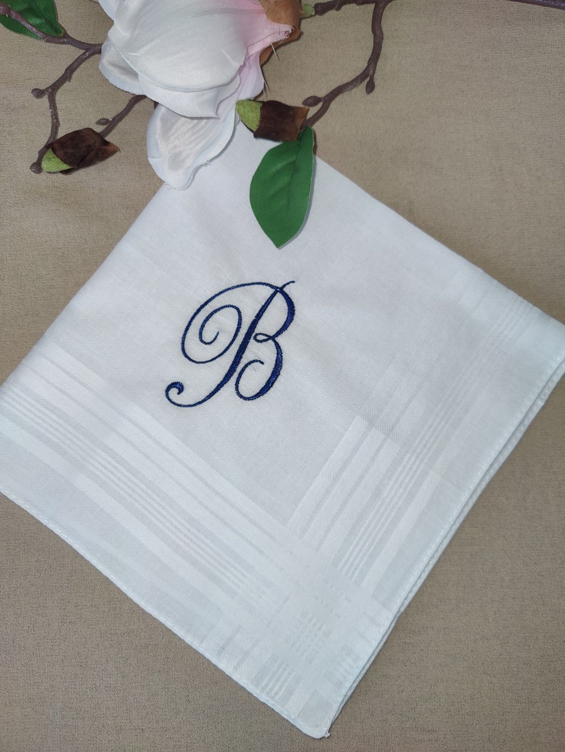 Heren zakdoek met monogram