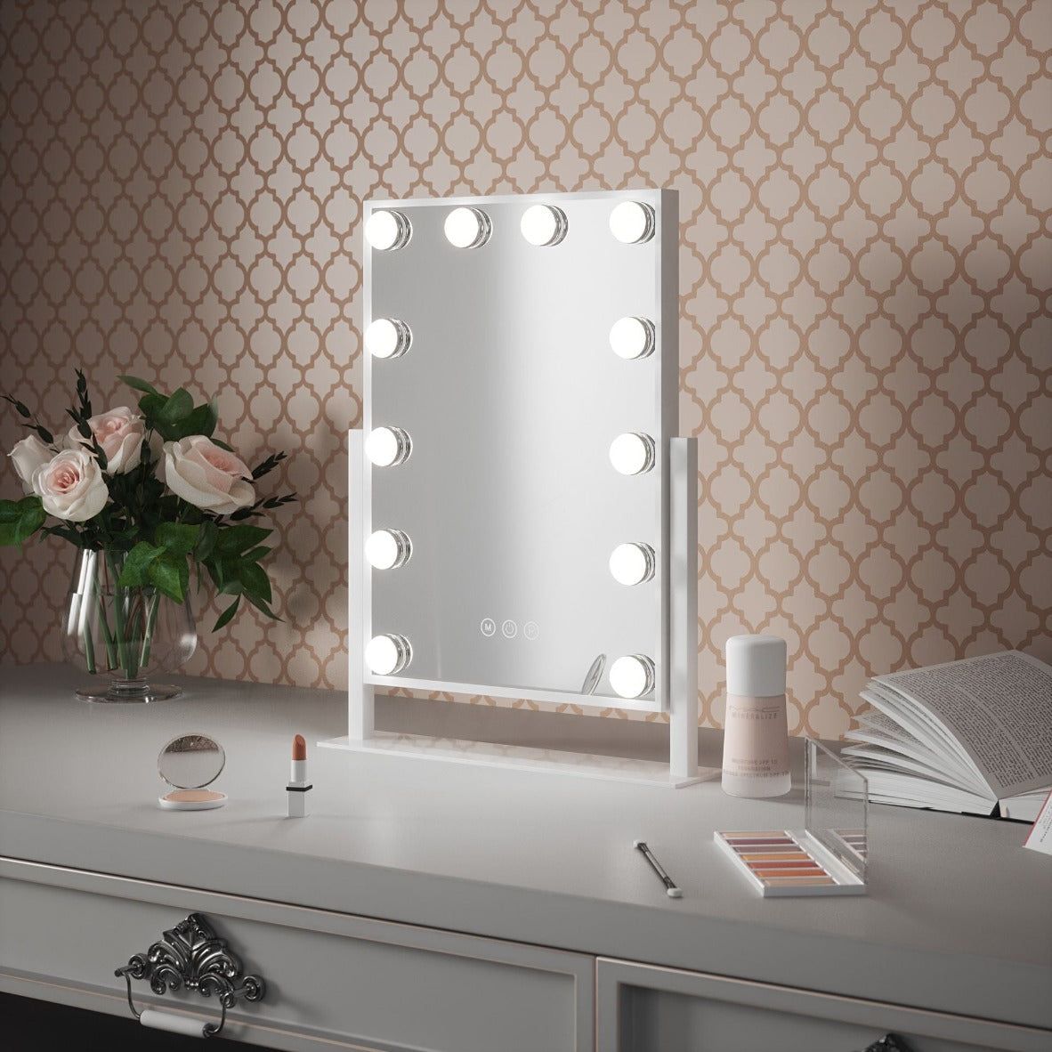 Hollywood-Style LED Vanity Mirror with Dimmable Lights 47x36cm