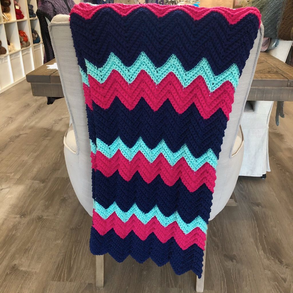 Blankets for Vets by Dottie, Color: Navy/Fuchsia/Aqua, Size: Medium