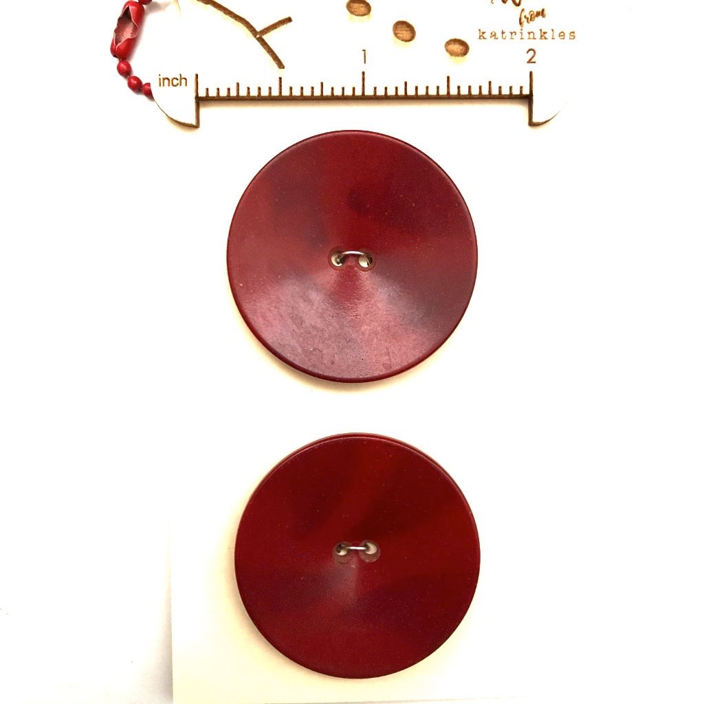 One of a Kind - Vintage Buttons - Large Red Buttons - 2 buttons card, Color: Red, Size: Large