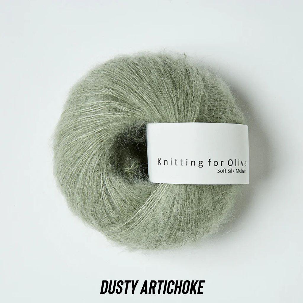 Knitting for Olive - Soft Silk Mohair, Color: Dusty Artichoke - Stovet Artiskok, Weight: Lace