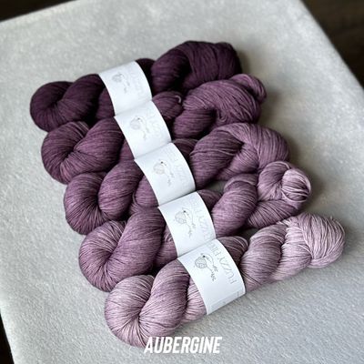 Fuzzy Fiberz - Full Size Fade Set - 5 skeins - Aubergine - Sock/Fingering