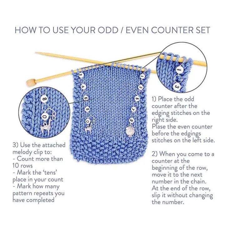 Cat Lovers Odd/Even Knitting Row Counter Set - Medium (up to US needle/H hook)