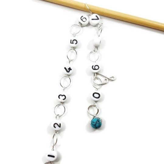 Turquoise Knitting Row Counter - Small (up to US 4 needle/E hook)