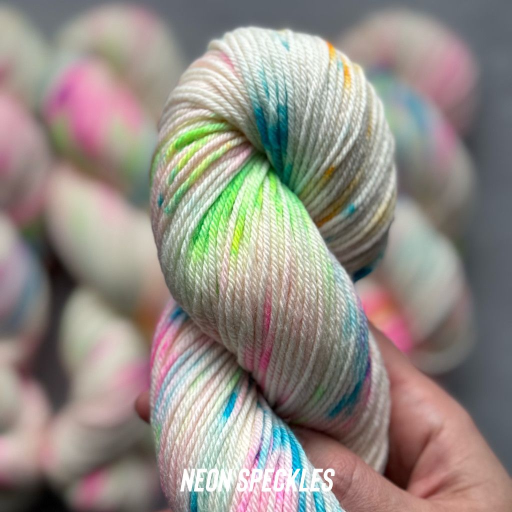 Fuzzy Fiberz - Sock/Fingering, Color: Neon Speckles, Weight: Sock/Fingering