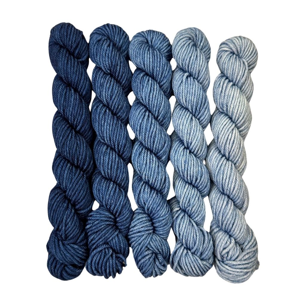 Fuzzy Fiberz - Mini Fade Set - 5 Skeins, Color: Cornflower, Weight: DK
