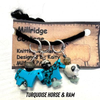 Stitch Marker - 3 pc - Turquoise Horse &amp; Ram