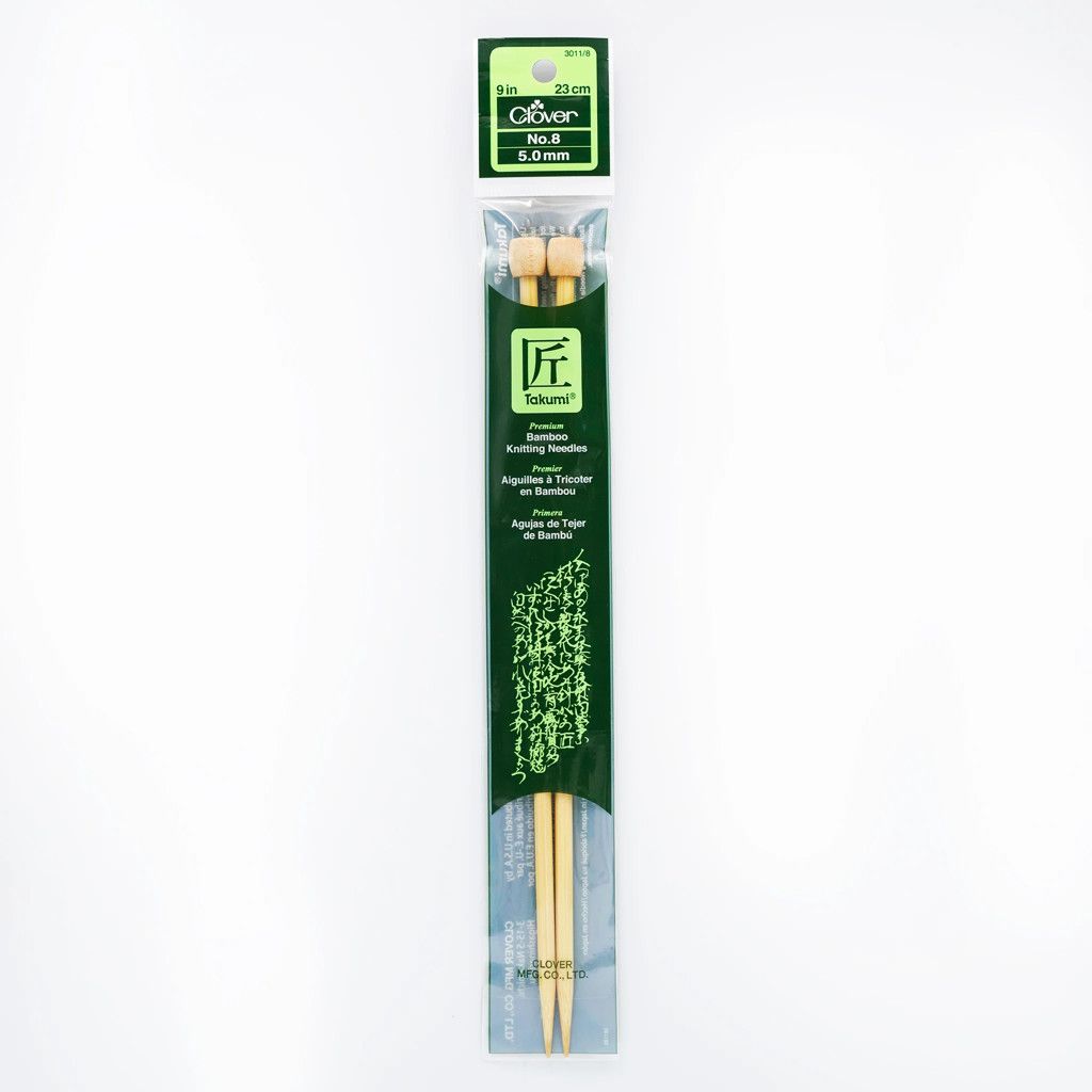 Clover - Bamboo Knitting Needles, Size: 8, Length: 9"