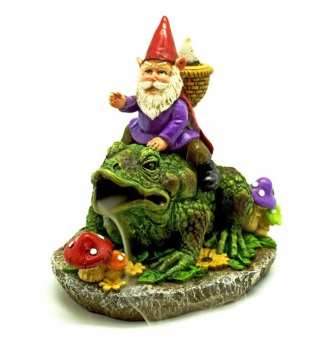 Gnome Riding Frog  Backflow Burner