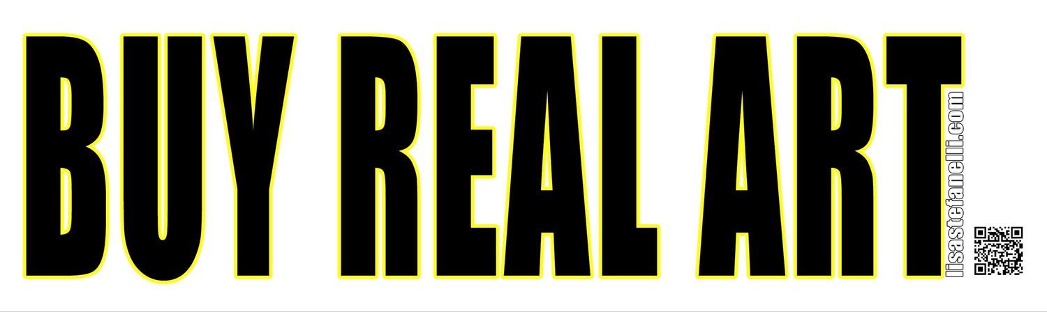 BUY REAL ART white bumper sticker