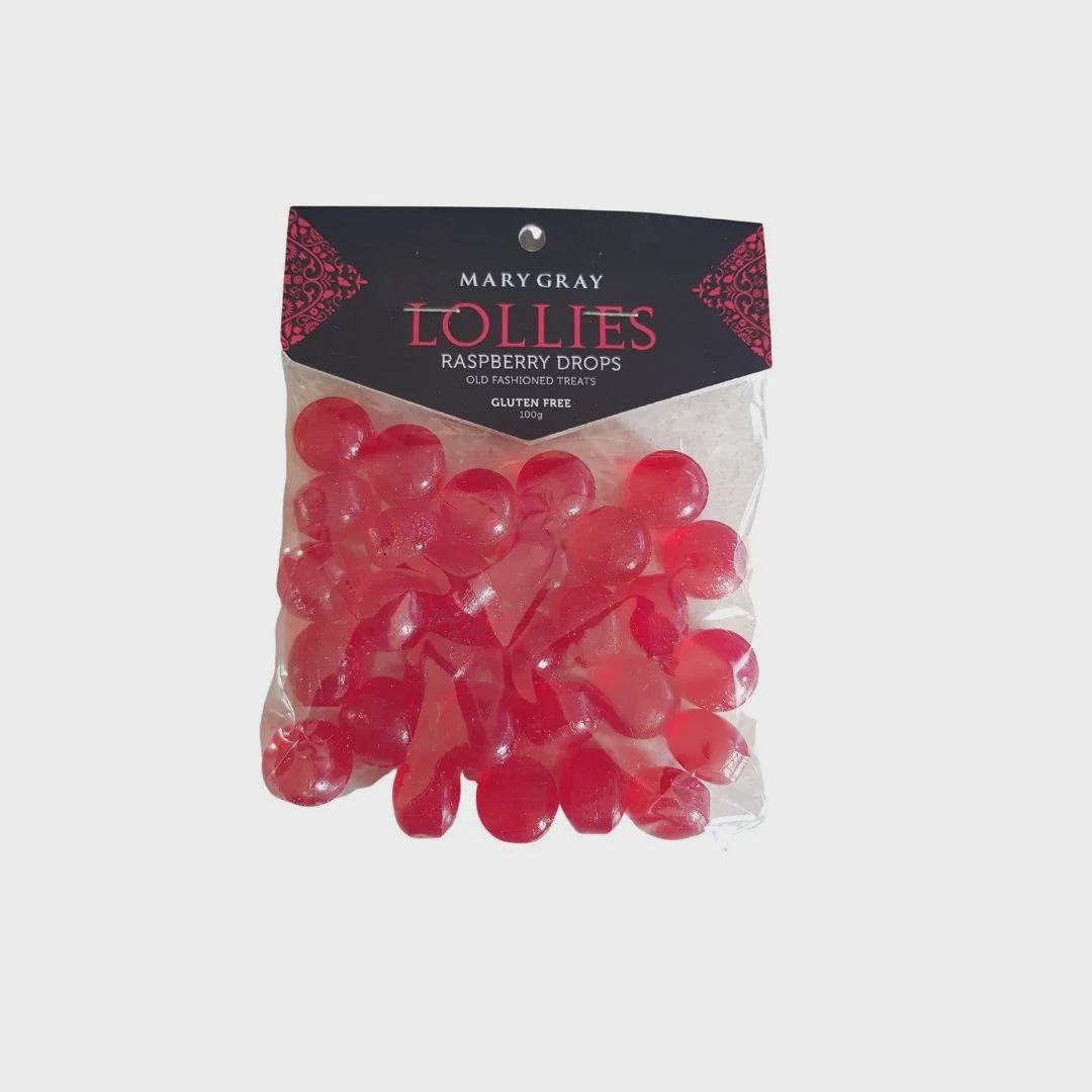 Mary Gray Raspberry Drops 100g