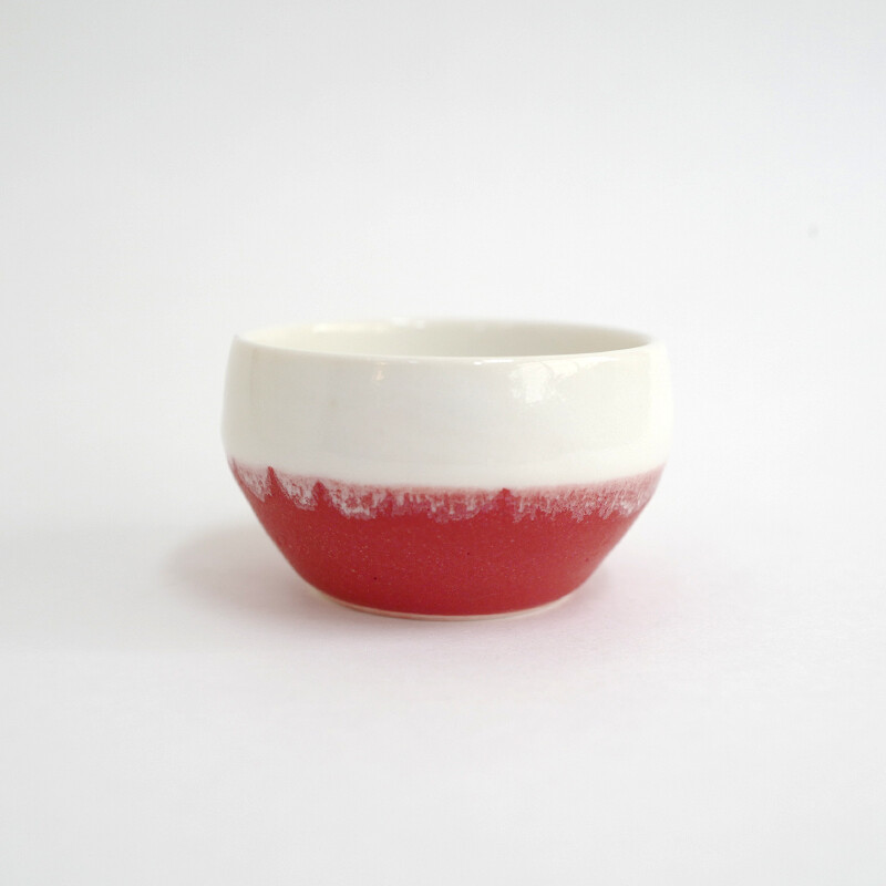 Red &amp; White - cup, porcelain, white, handmade, coffee, gift, kung fu tea