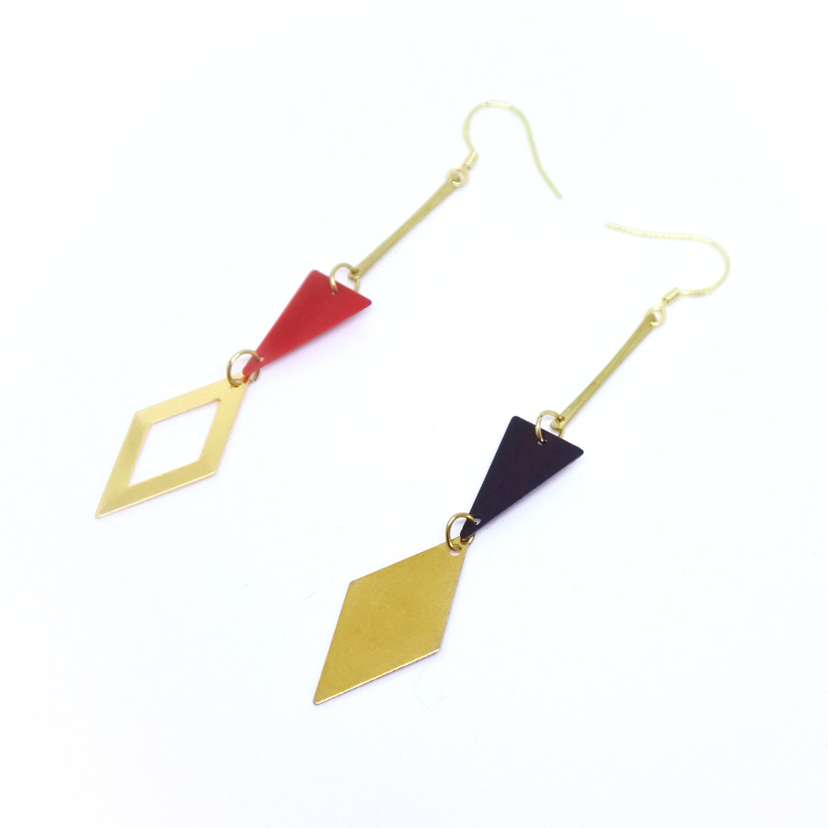 Poker Rhombus — 925 golden hook, copper, long and light weight, fashion earrings