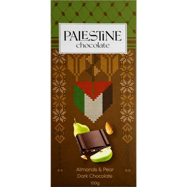 Palestine Chocolate - 57% Dark Chocolate with Pear &amp; Almonds 100g