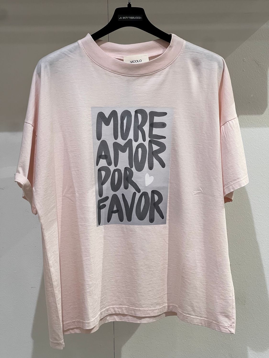T-Shirt Vicolo "More amor por favor" rosa TAGLIA UNICA