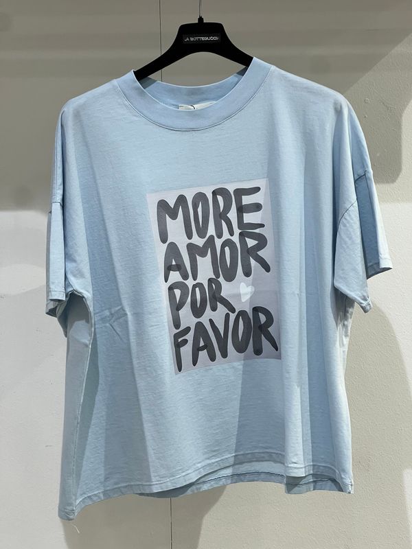 T-Shirt Vicolo "More amor por favor" azzurra TAGLIA UNICA