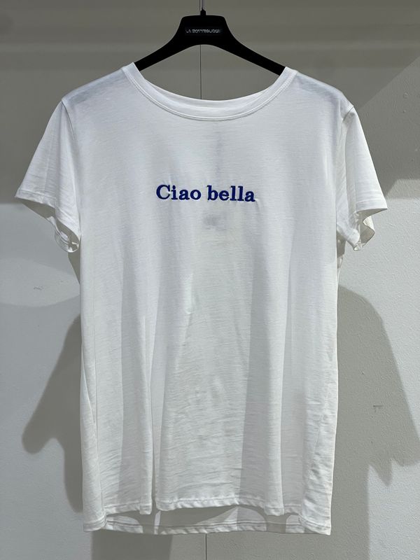 T-Shirt Vicolo "Ciao bella" bianca TAGLIA UNICA