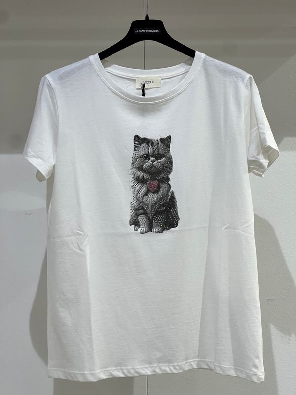 T-Shirt Vicolo "Gatto glitterato" TAGLIA UNICA