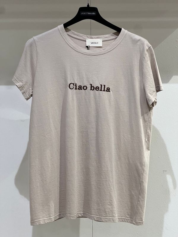 T-Shirt Vicolo "Ciao bella" beige TAGLIA UNICA