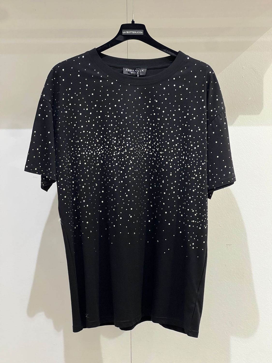 T-Shirt glitterata Anna Rock Milano nera TAGLIA UNICA