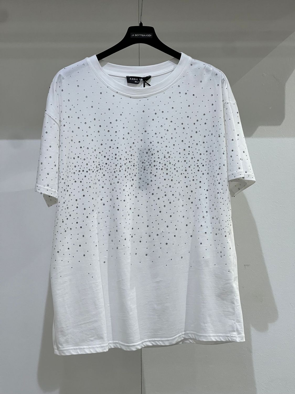 T-Shirt glitterata Anna Rock Milano bianca TAGLIA UNICA