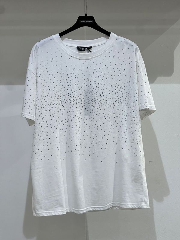 T-Shirt glitterata Anna Rock Milano bianca TAGLIA UNICA