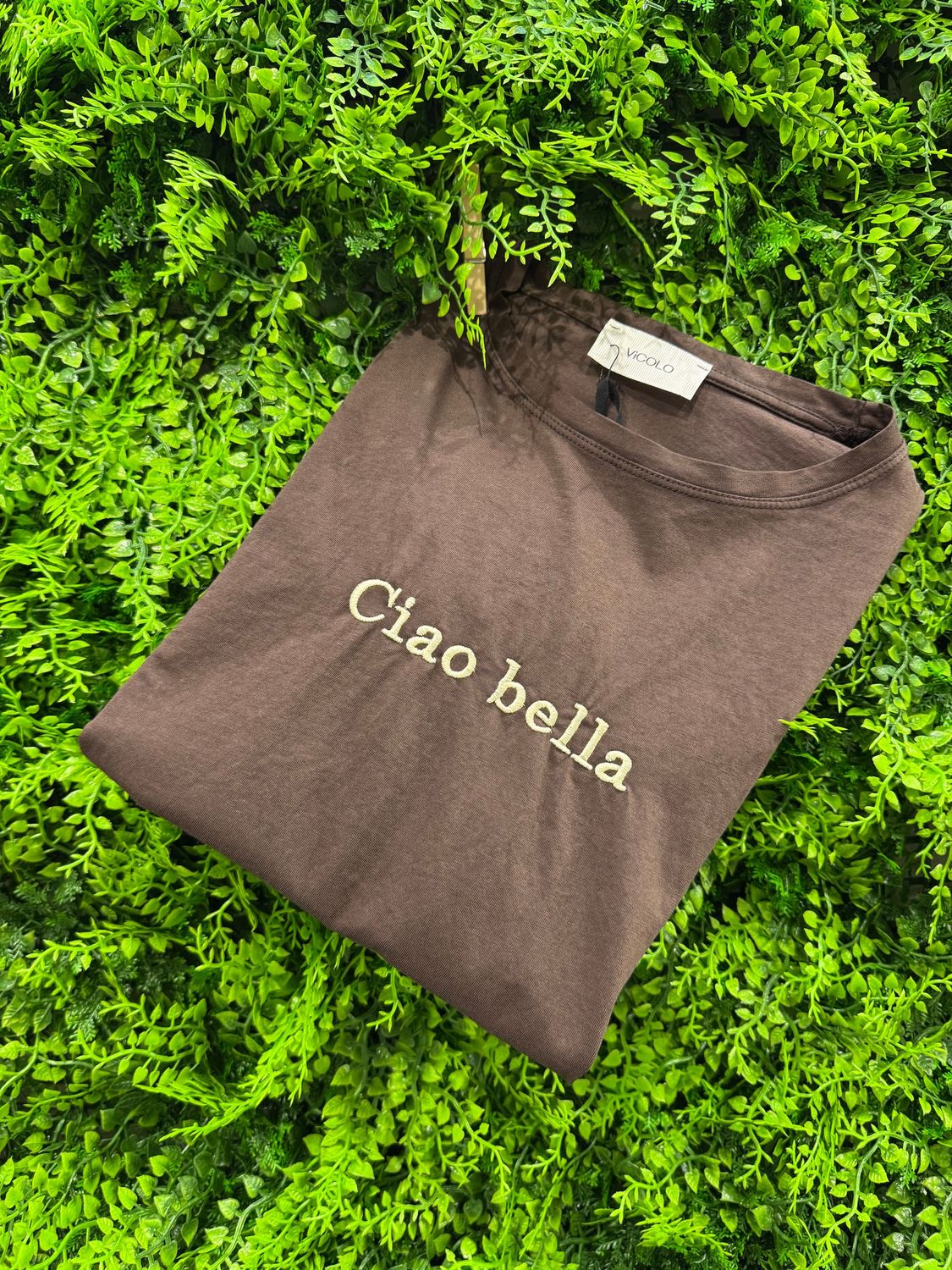 T-Shirt Vicolo "Ciao bella" marrone TAGLIA UNICA