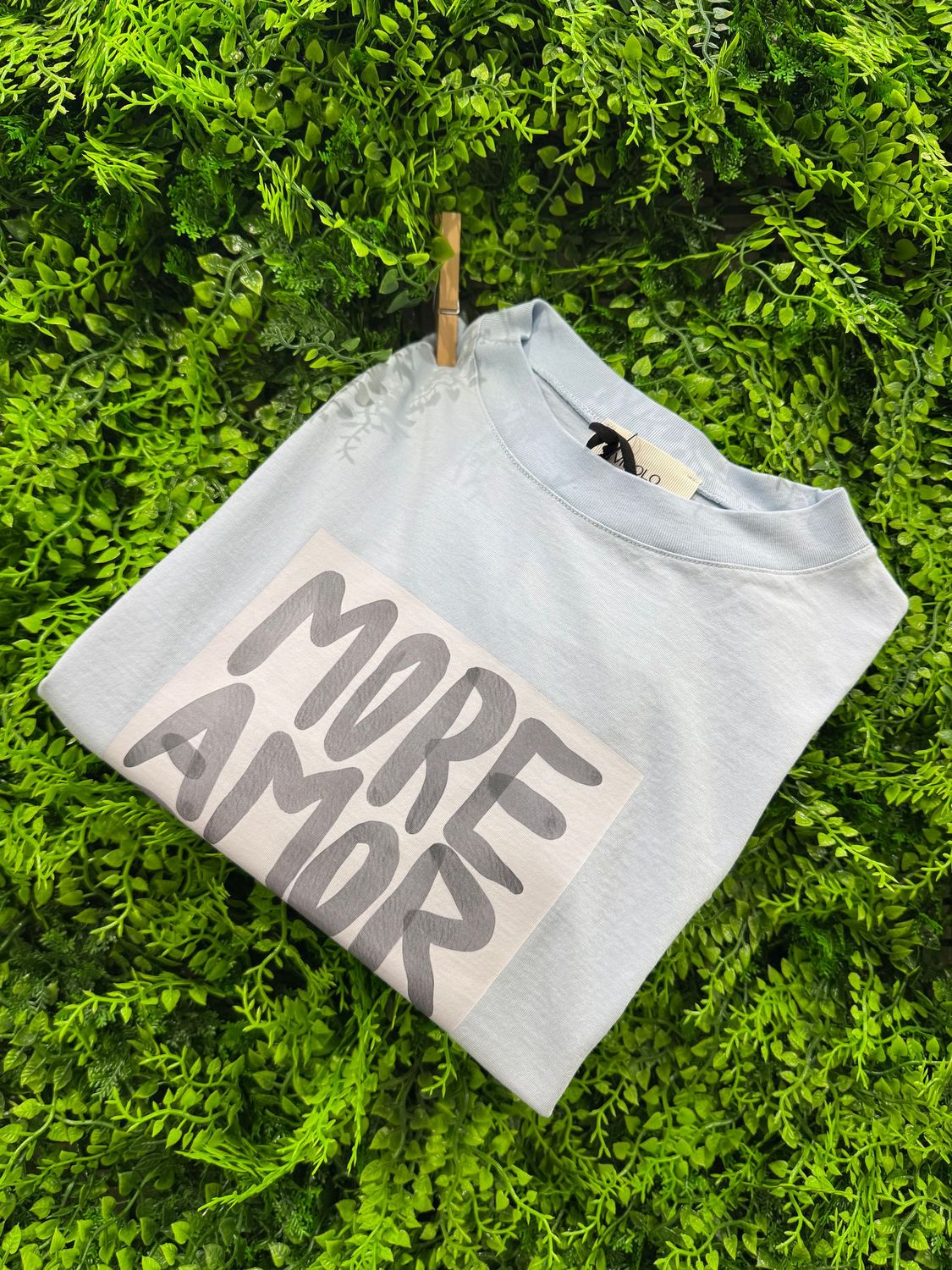 T-Shirt Vicolo "More amor por favor" azzurra TAGLIA UNICA