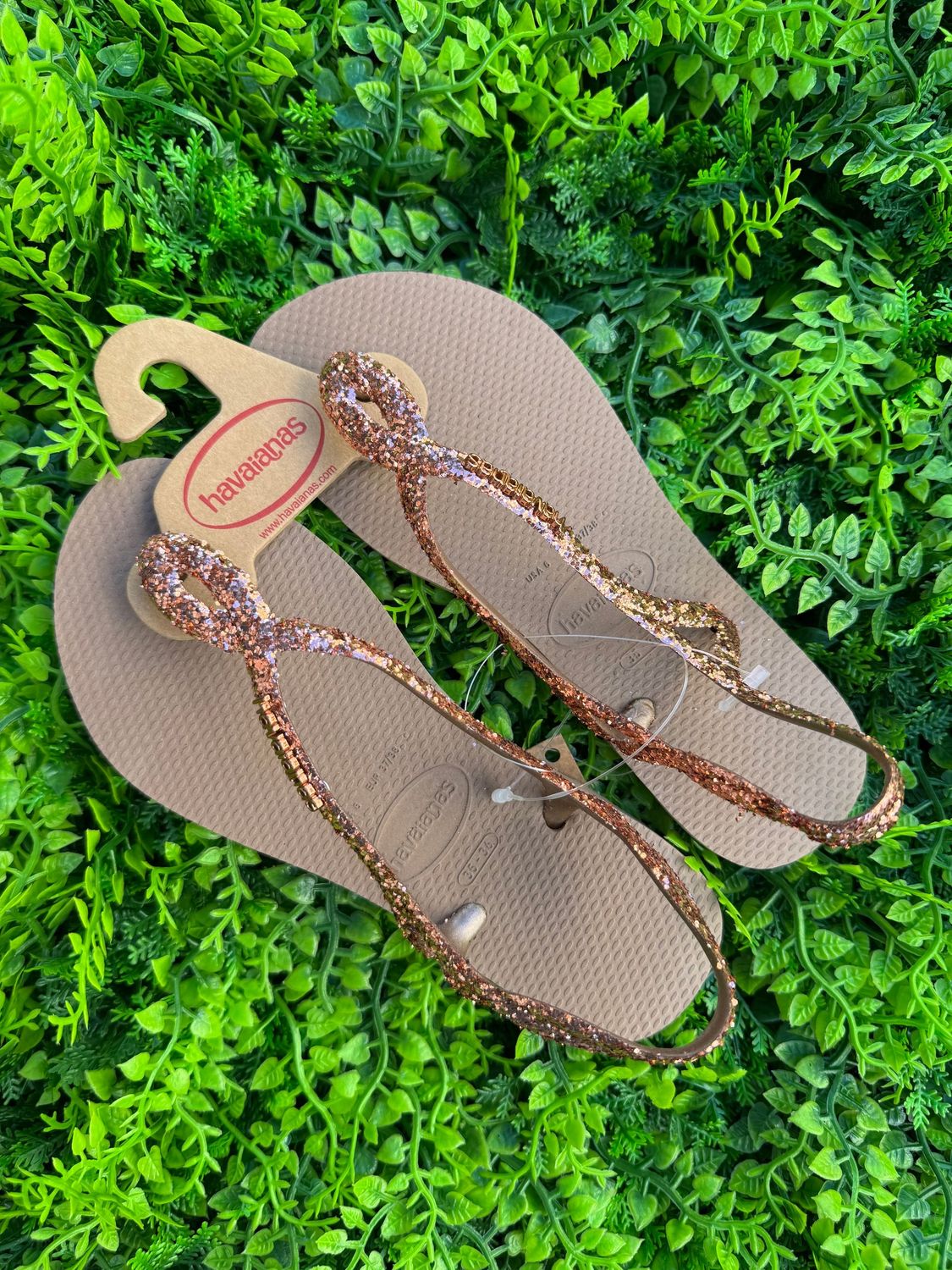 Sandalo Havaianas marrone con glitter