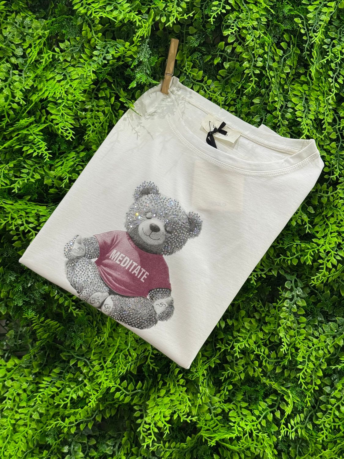 T-Shirt Vicolo "Meditate Teddy glitterato" TAGLIA UNICA