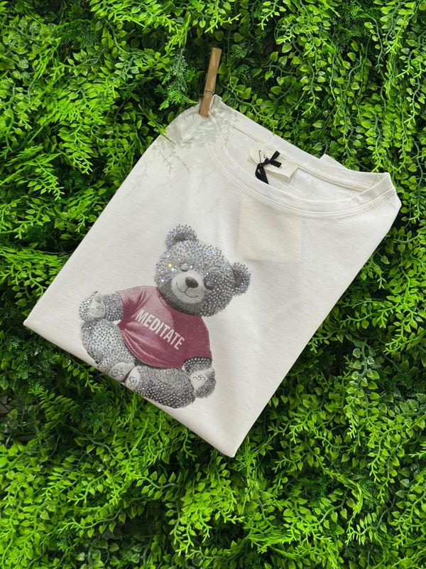 T-Shirt Vicolo T-Shirt Vicolo "Meditate Teddy glitterato" TAGLIA UNICA