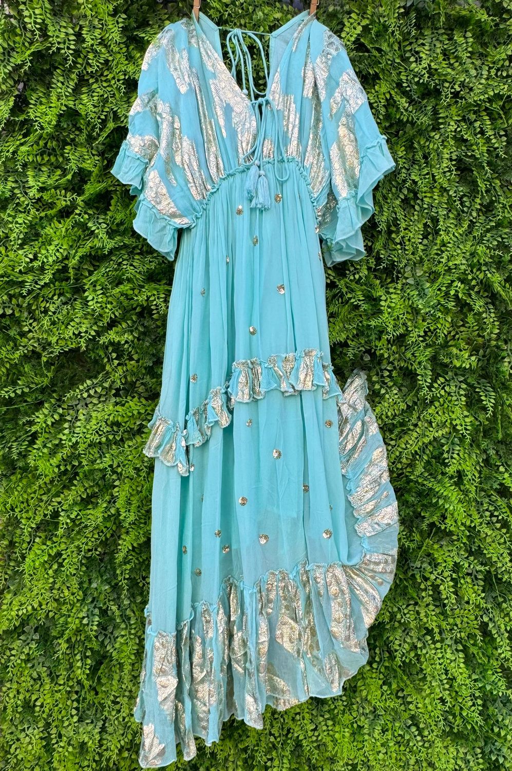 Abito Kontatto Kimono con ricami oro 100% viscosa TAGLIA UNICA