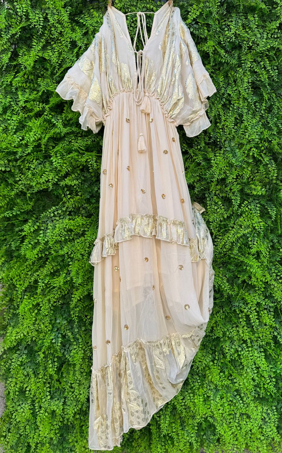 Abito Kontatto Kimono con ricami oro 100% viscosa TAGLIA UNICA
