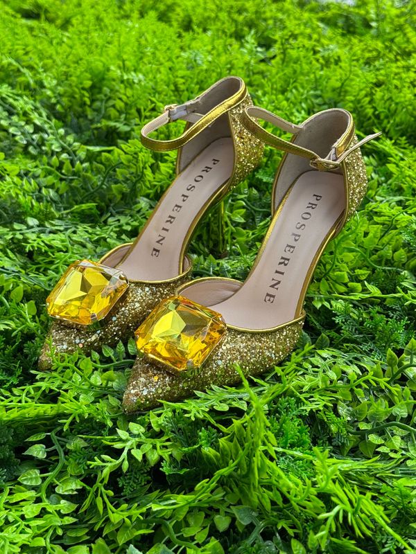 Pump in Pelle Tacco 80 Glitter Gold Gioiello Pump in Pelle Tacco 80 Glitter Gold Gioiello