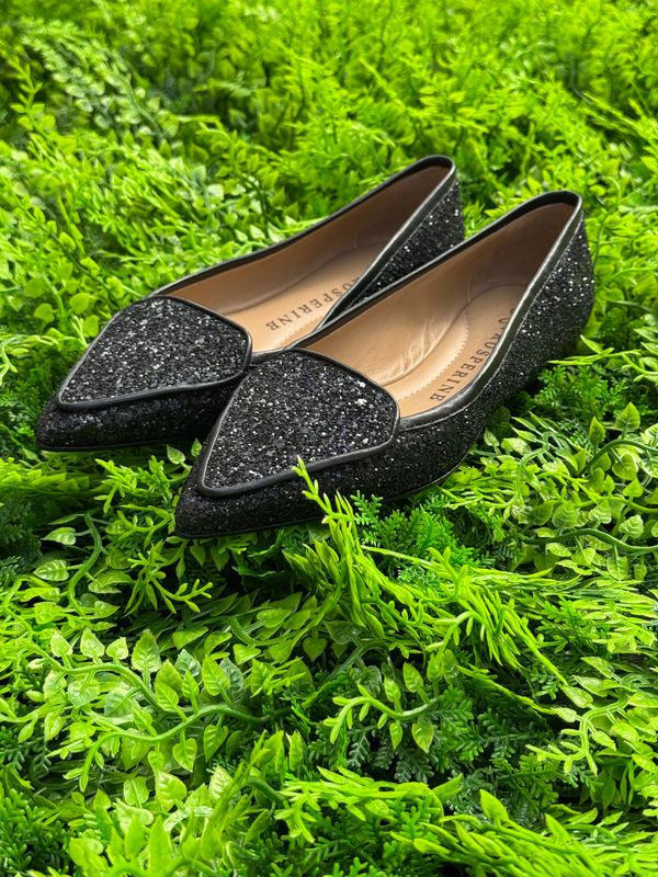 Mocassino in Pelle Glitter Nero Mocassino in Pelle Glitter Nero